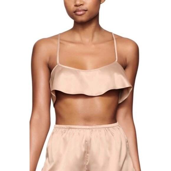 SKIMS Woven Shine Cami + Lounge Pants Set Pink Sand Womens 2X - Picture 3 of 14